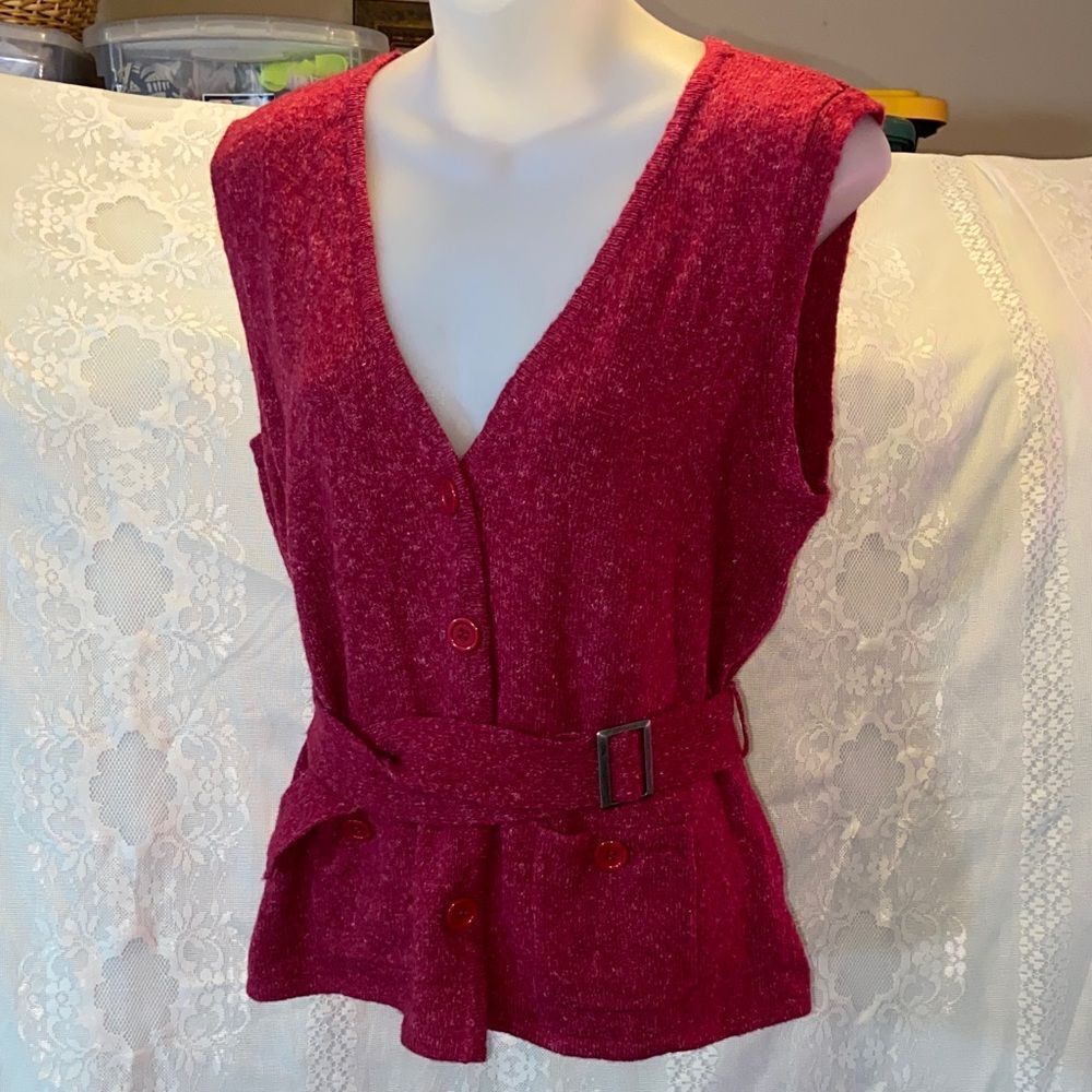 Women's Sleeveless Dark Pink Top SweaterVest Size M